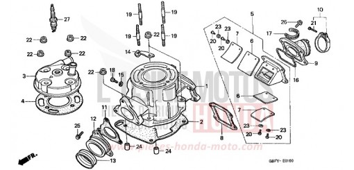CYLINDRE/CULASSE CR80RB1 de 2001